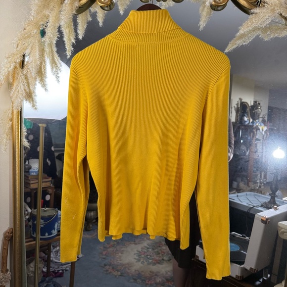 Lauren Ralph Lauren Women’s Yellow Long Sleeve Turtleneck Ribbed Sweater - Picture 5 of 5